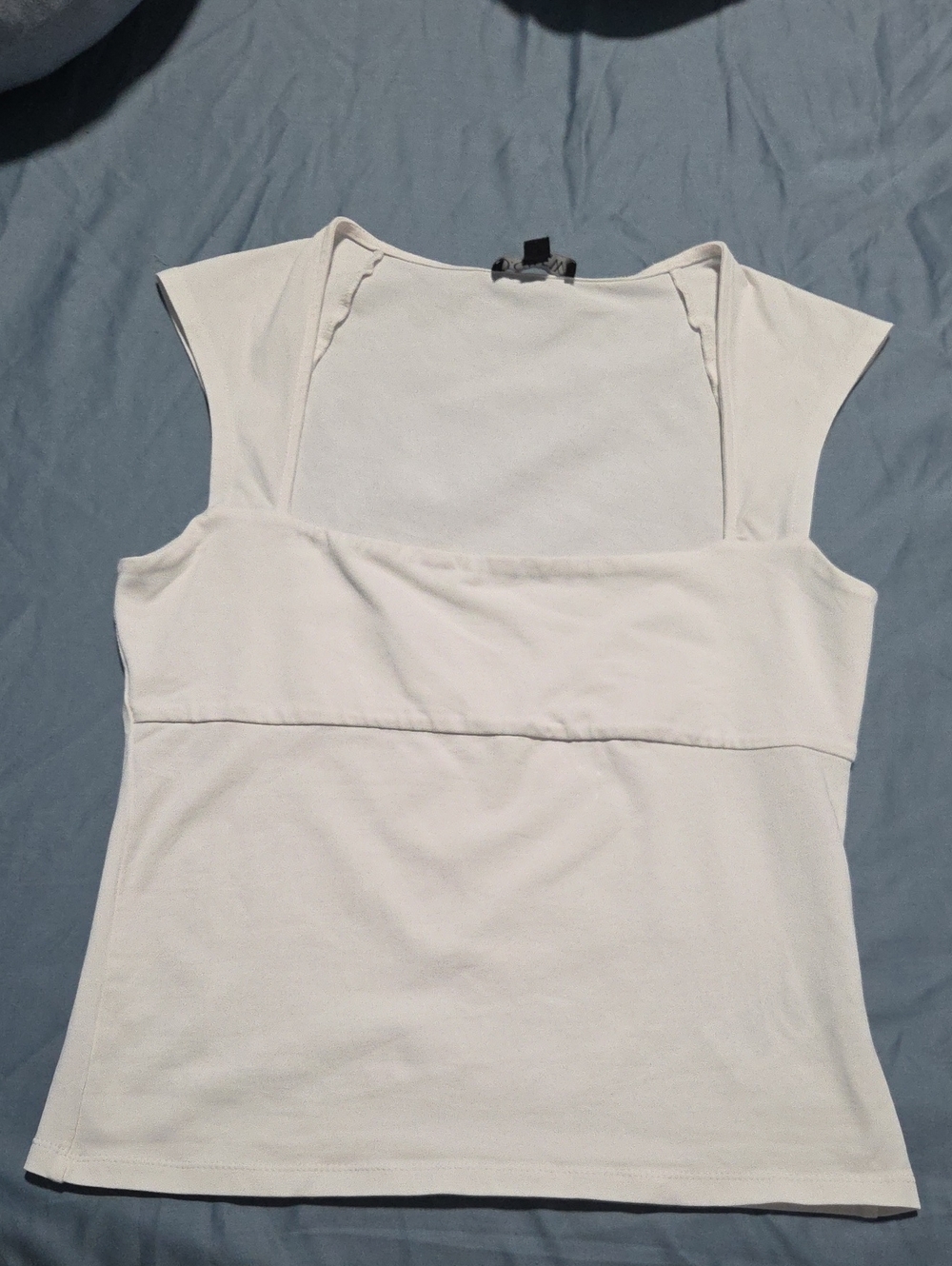 J. Crew White Square-Yoke Tank with Cap Sleeves